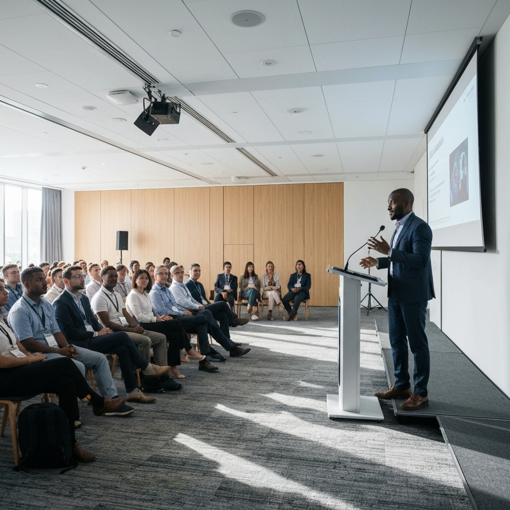 Thynkcity team presenting at a technology conference